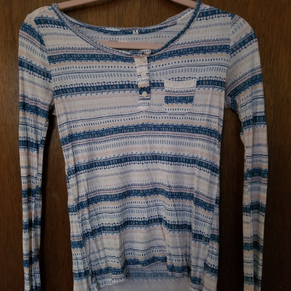 Striped Patterned Long Sleeve Top - Picture 1 of 2